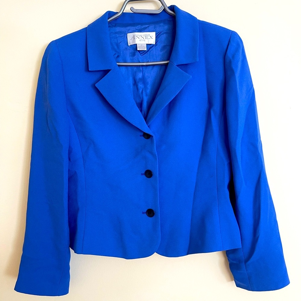 Vintage Casual Corner Annex Colbat Blue Blazer Women Size 6 Petit US